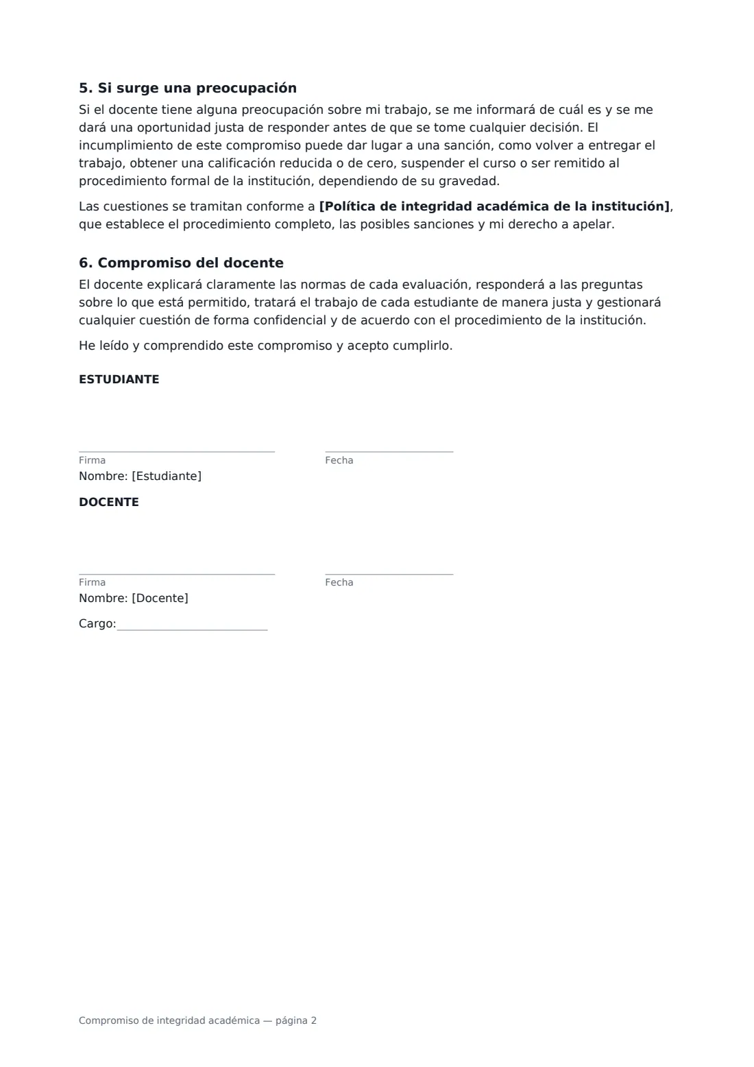 Compromiso de integridad académica: página 2 de 2