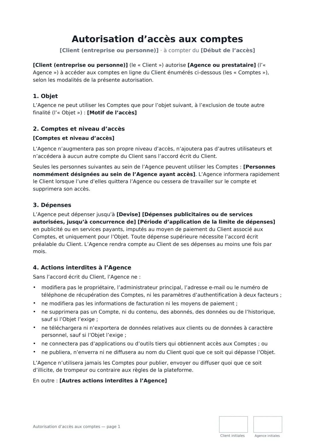 Autorisation d’accès aux comptes — page 1 sur 3