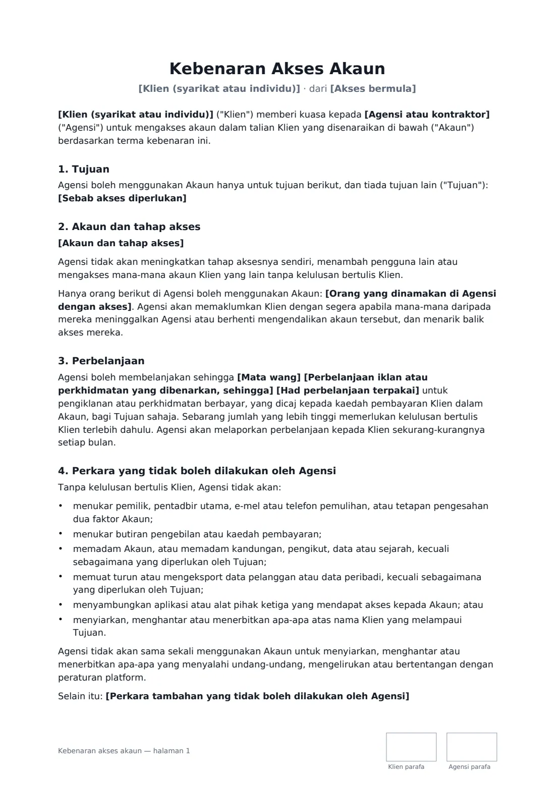 Kebenaran akses akaun — halaman 1 daripada 3