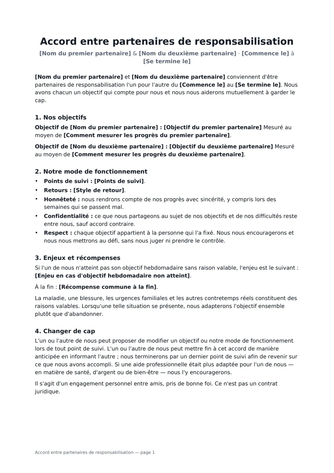 Accord entre partenaires de responsabilisation — page 1 sur 2