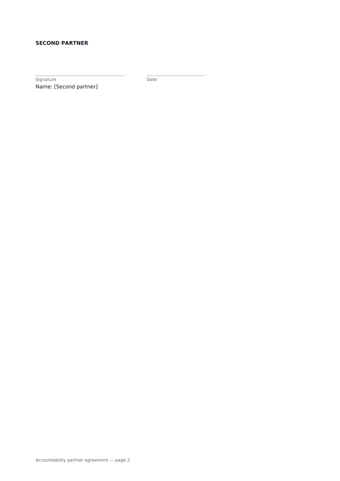 Accountability partner agreement — page 2 of 2