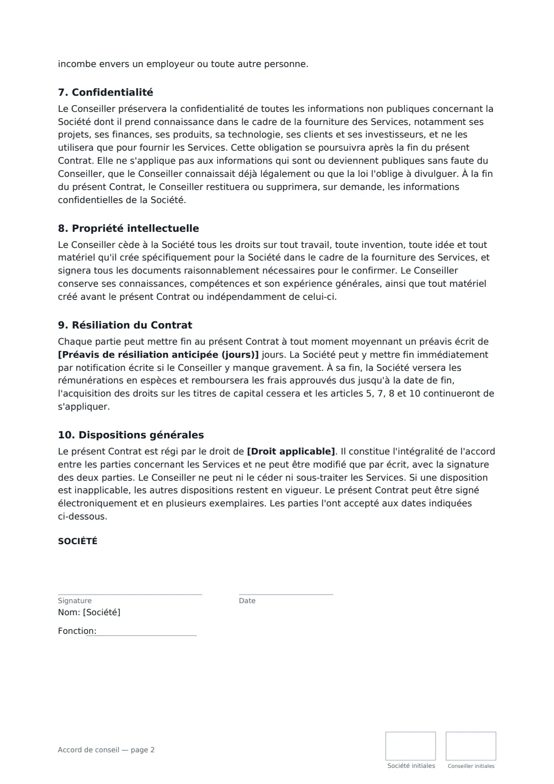 Accord de conseil — page 2 sur 3
