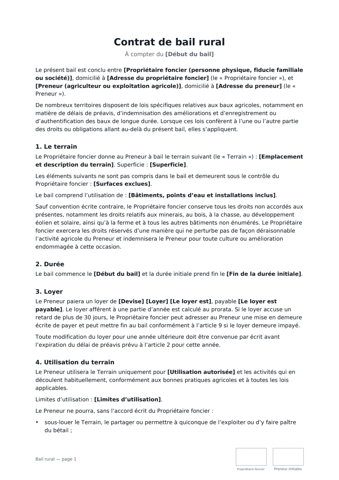 Bail rural — page 1 sur 3