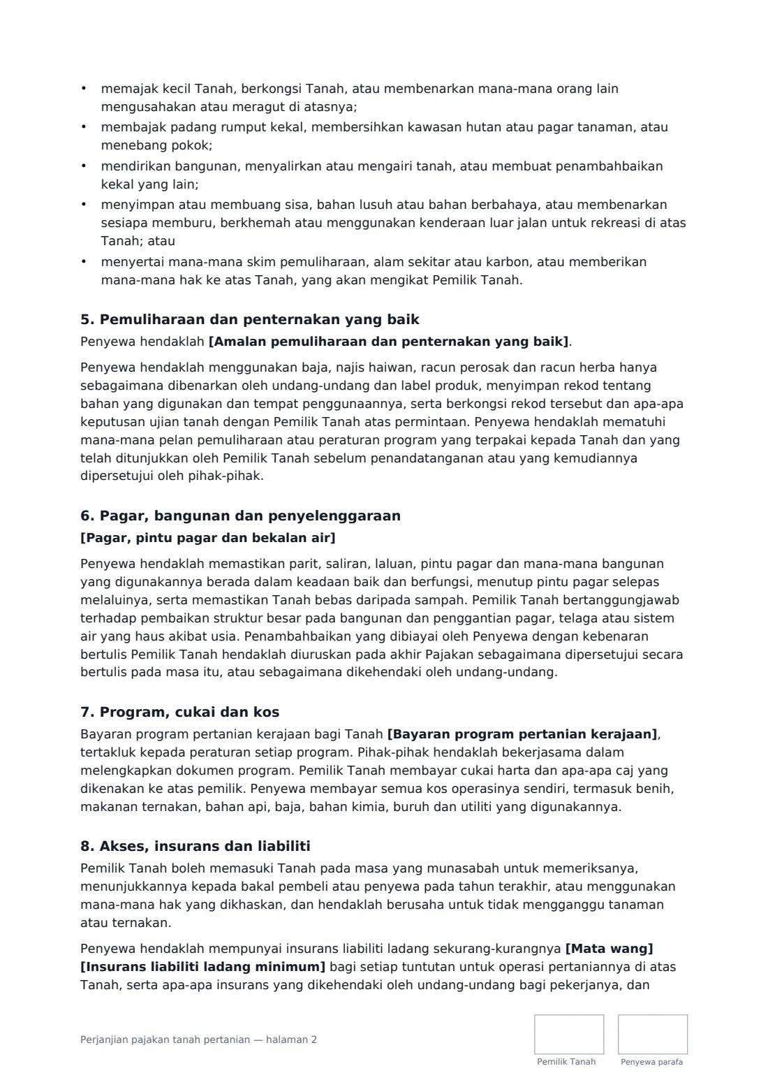 Perjanjian pajakan tanah pertanian — halaman 2 daripada 4