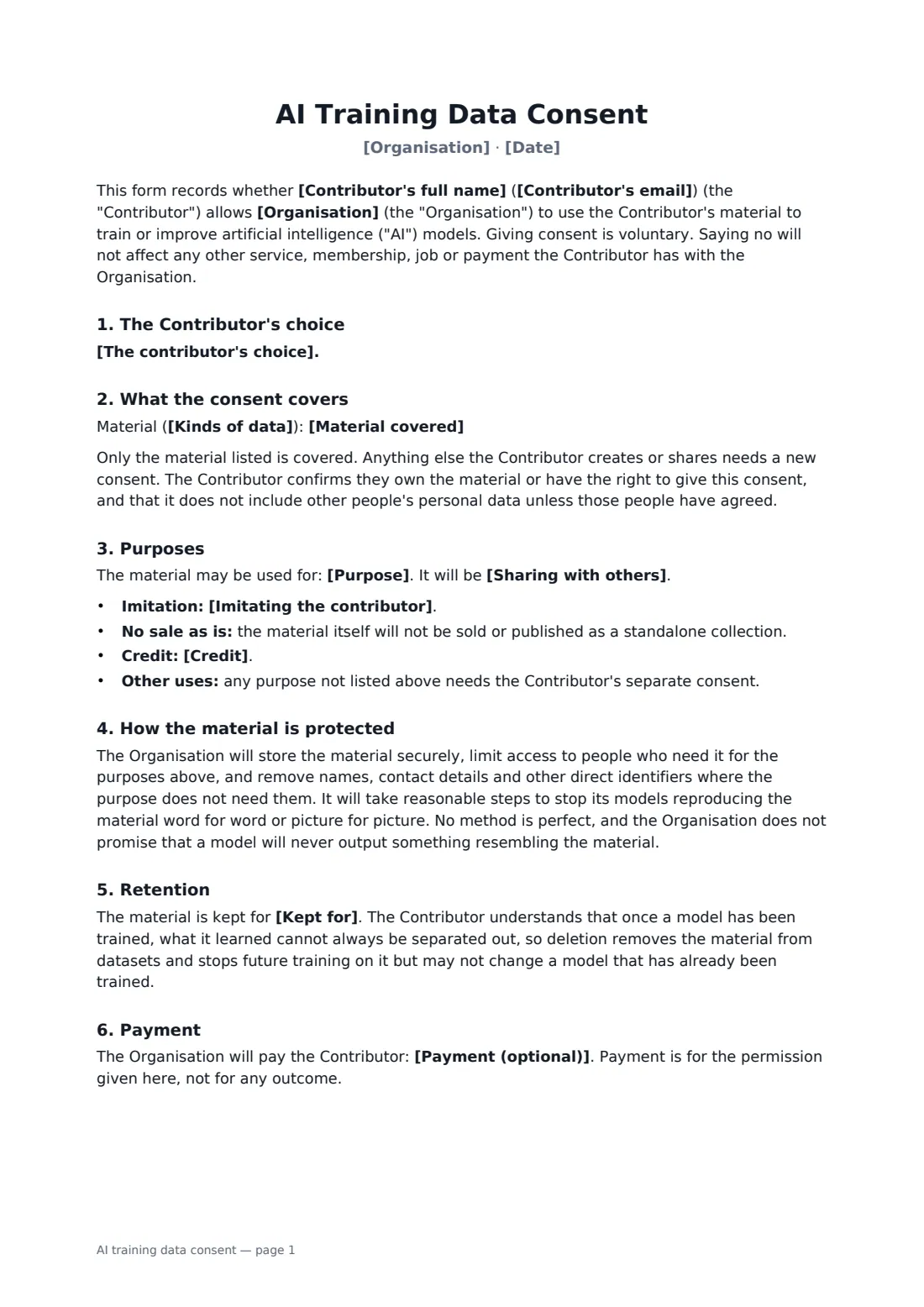AI training data consent — page 1 of 2
