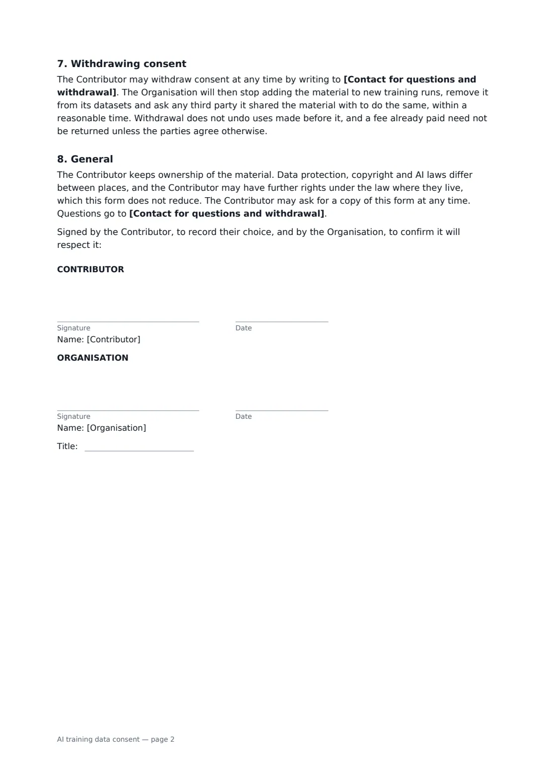 AI training data consent — page 2 of 2