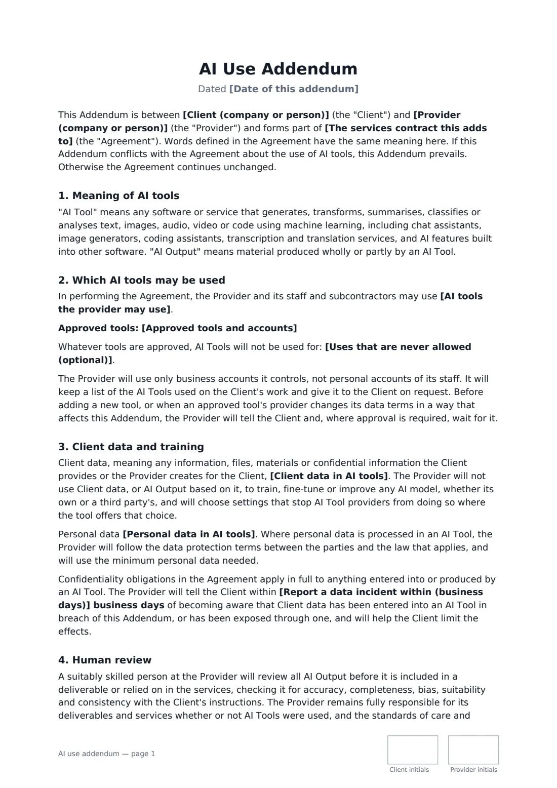 AI use addendum — page 1 of 3