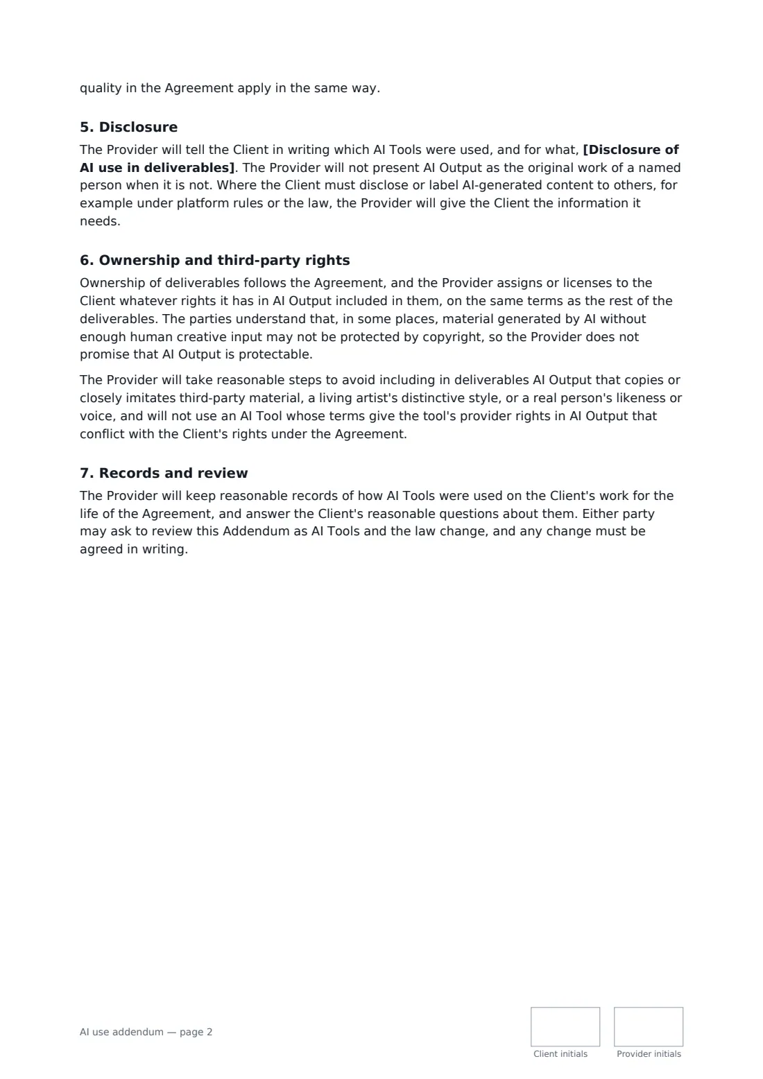AI use addendum — page 2 of 3