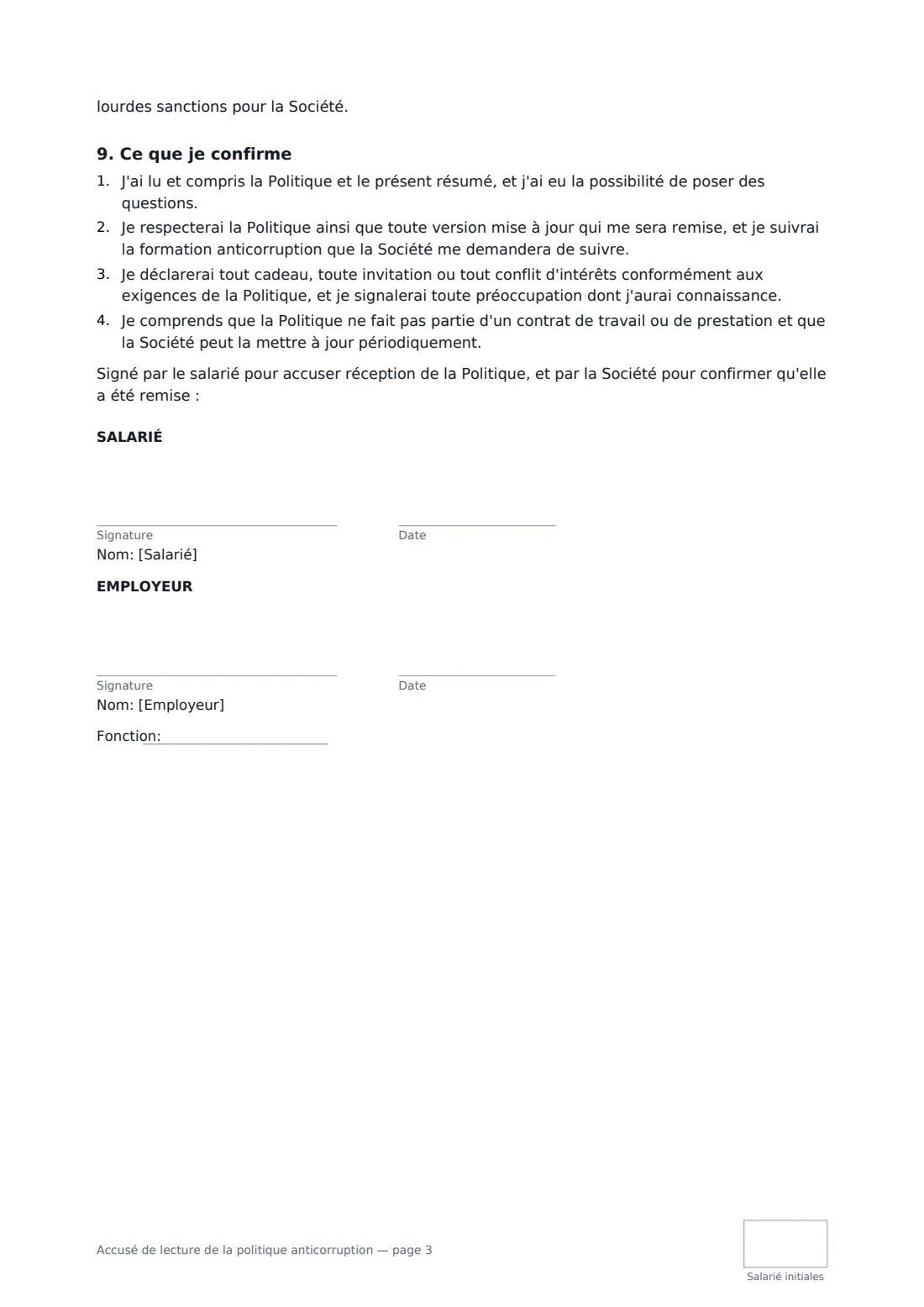 Accusé de lecture de la politique anticorruption — page 3 sur 3