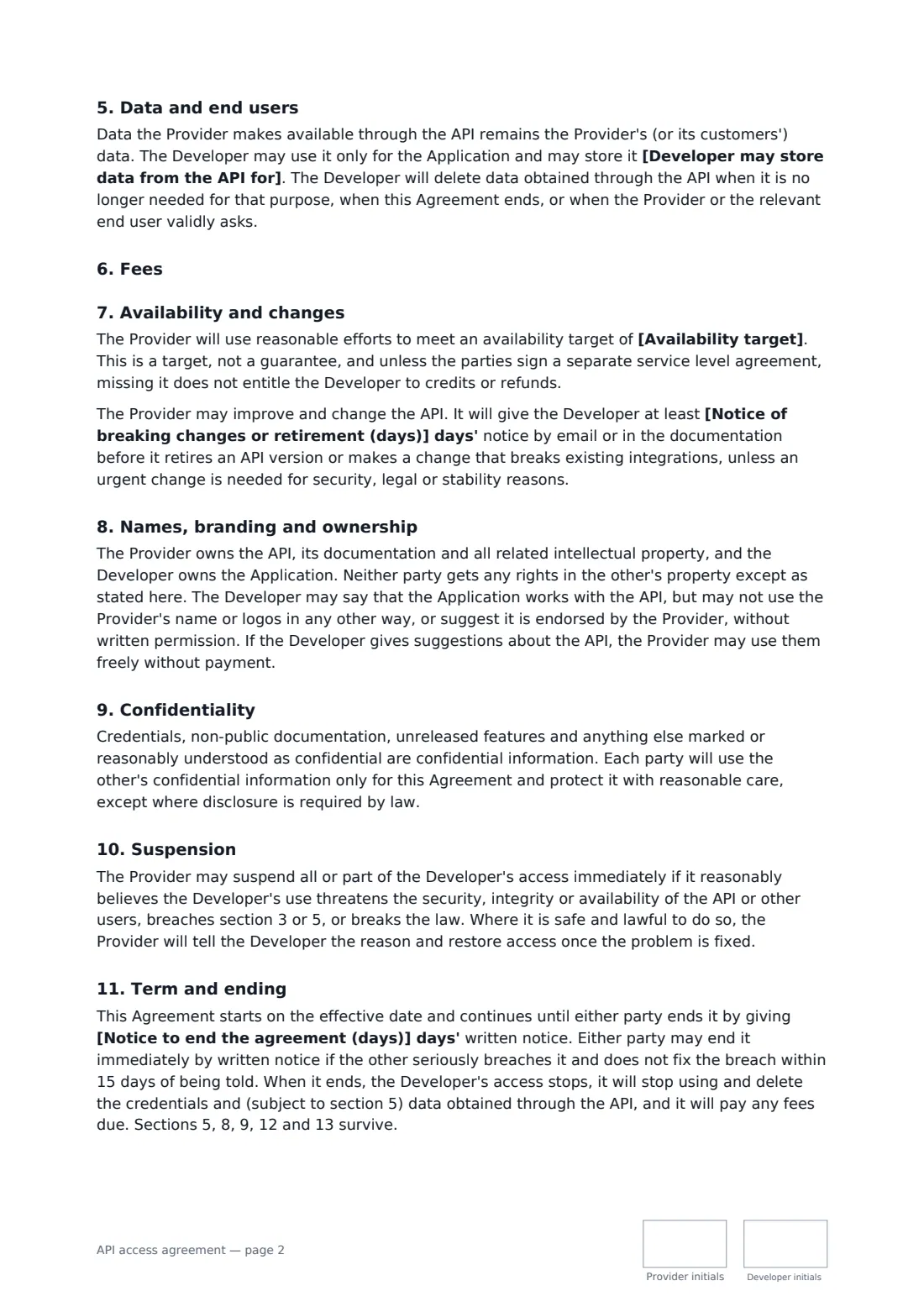 API access agreement — page 2 of 3