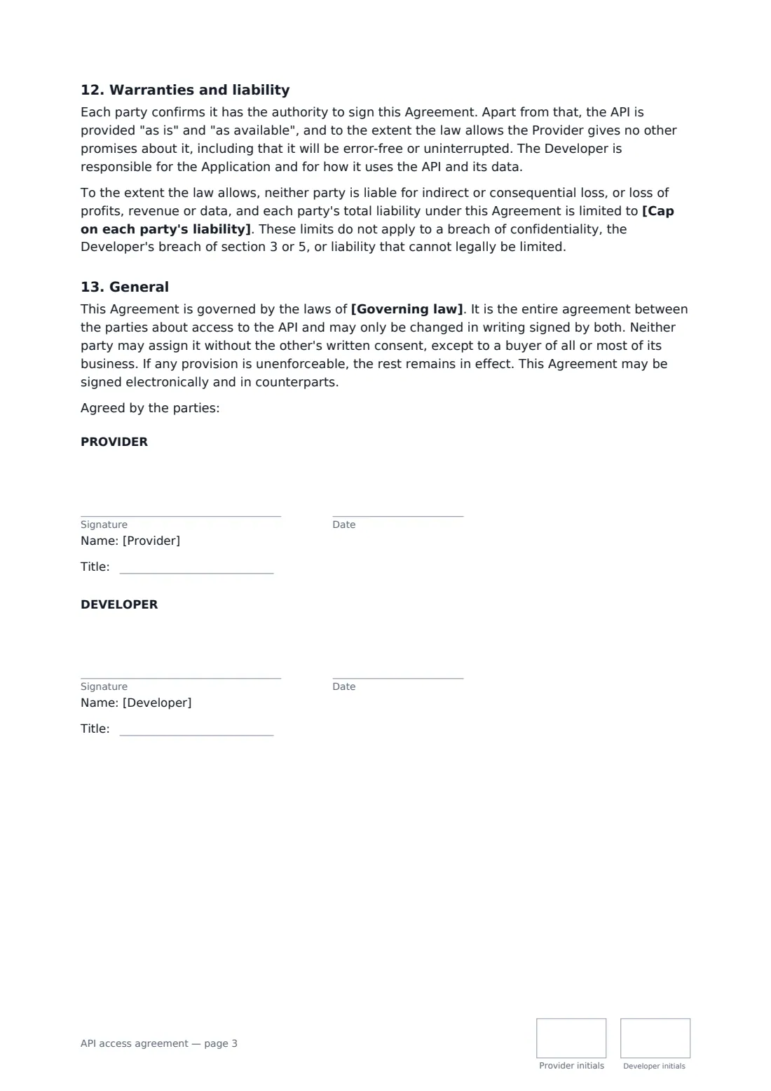API access agreement — page 3 of 3