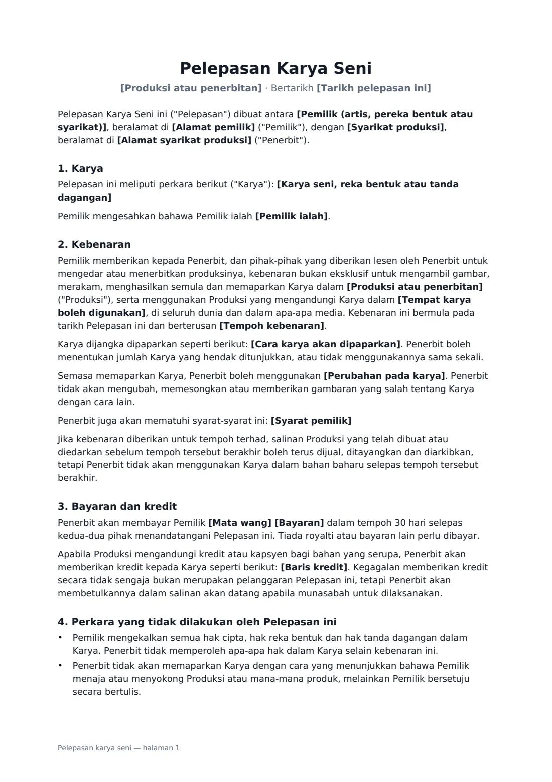 Pelepasan karya seni — halaman 1 daripada 2