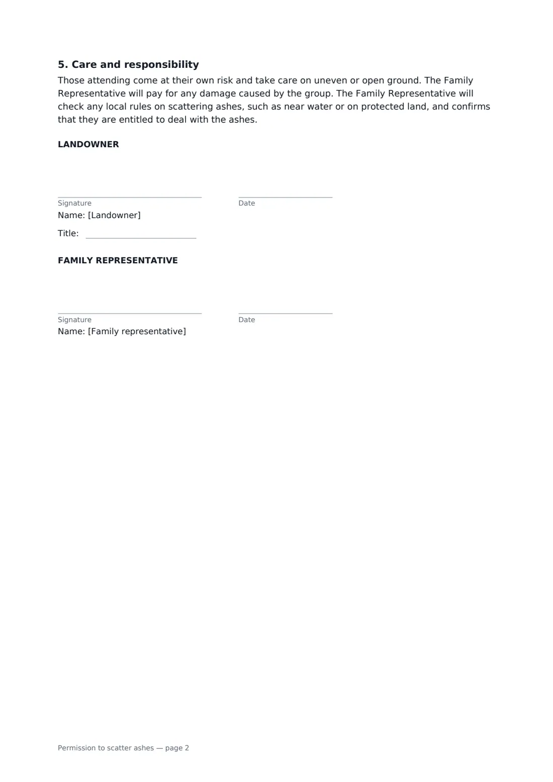 Permission to scatter ashes — page 2 of 2