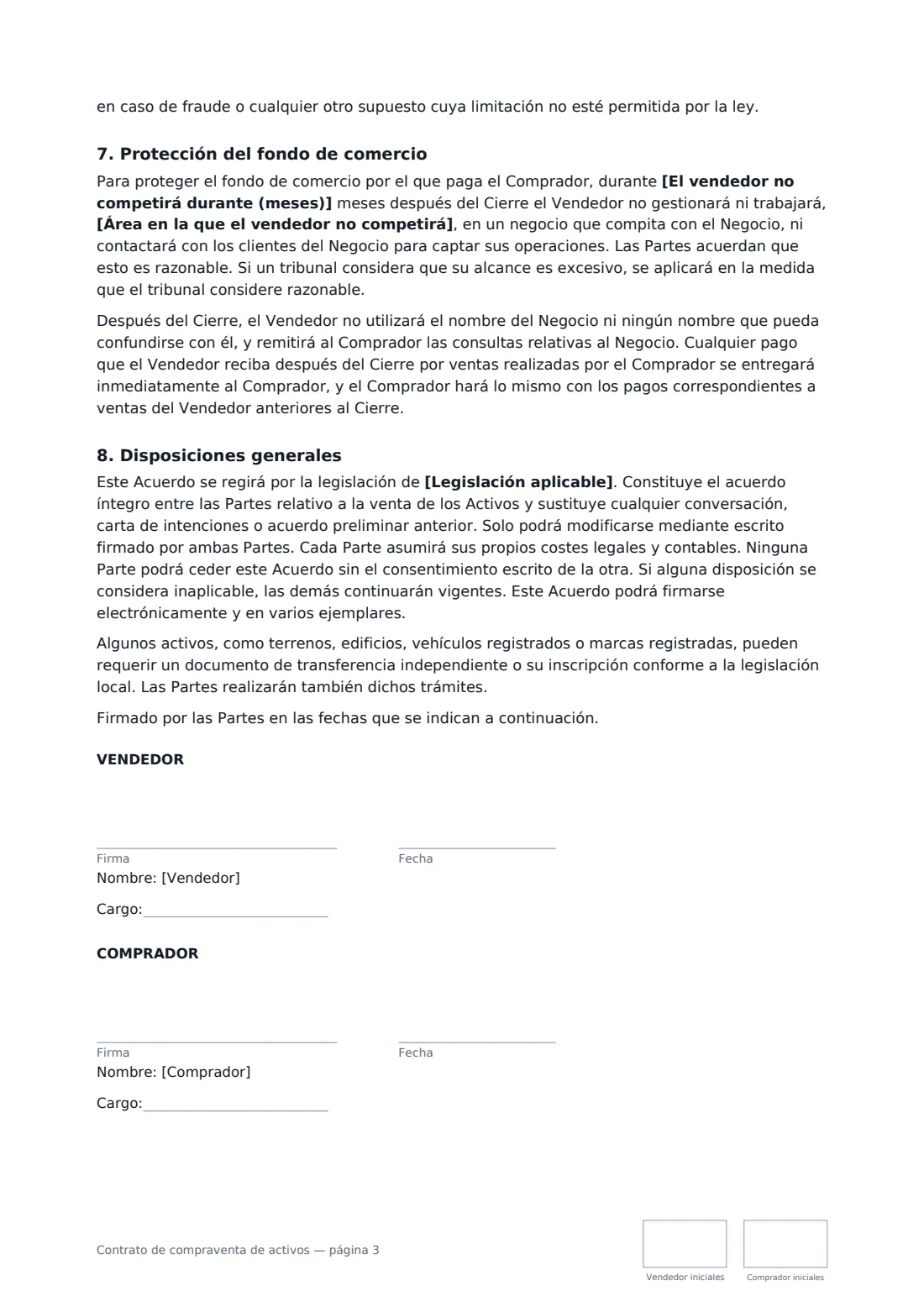 Contrato de compraventa de activos: página 3 de 3