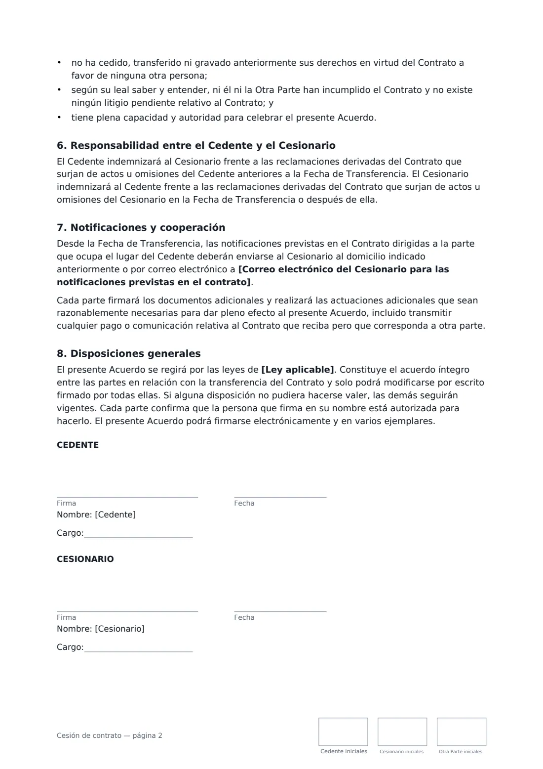 Cesión de contrato: página 2 de 3