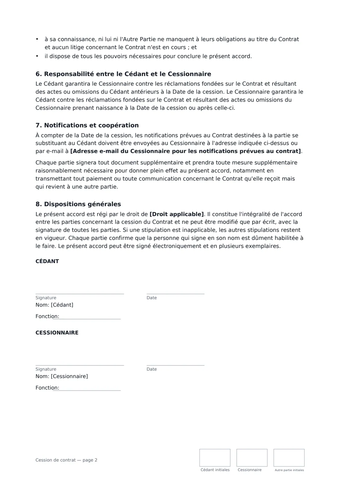 Cession de contrat — page 2 sur 3