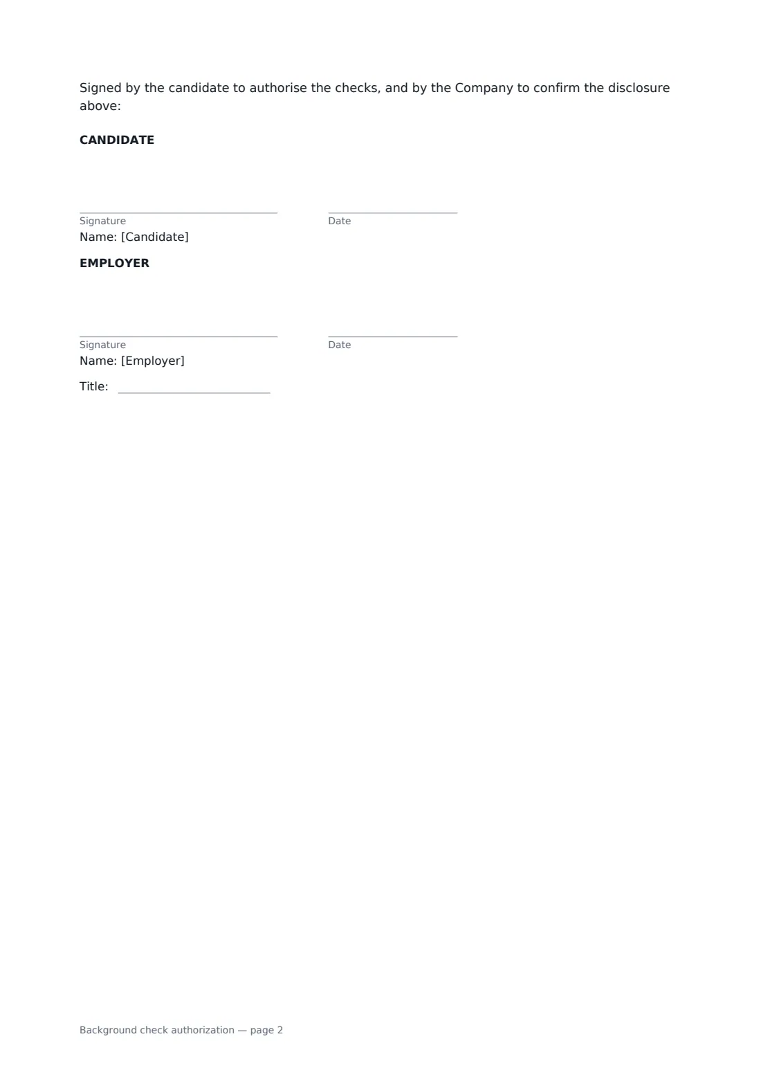 Background check authorization — page 2 of 2