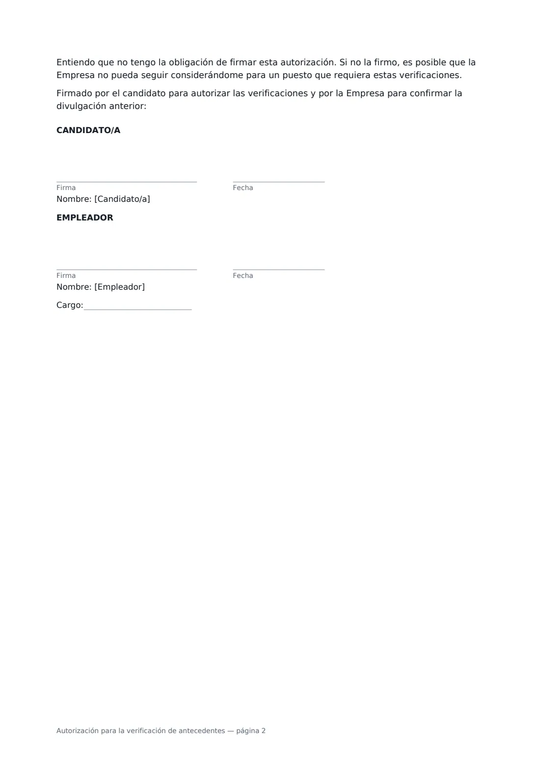 Autorización para la verificación de antecedentes: página 2 de 2