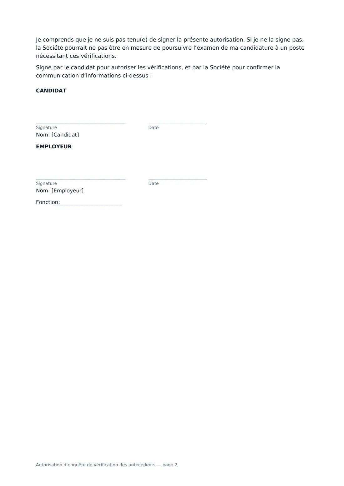 Autorisation d’enquête de vérification des antécédents — page 2 sur 2