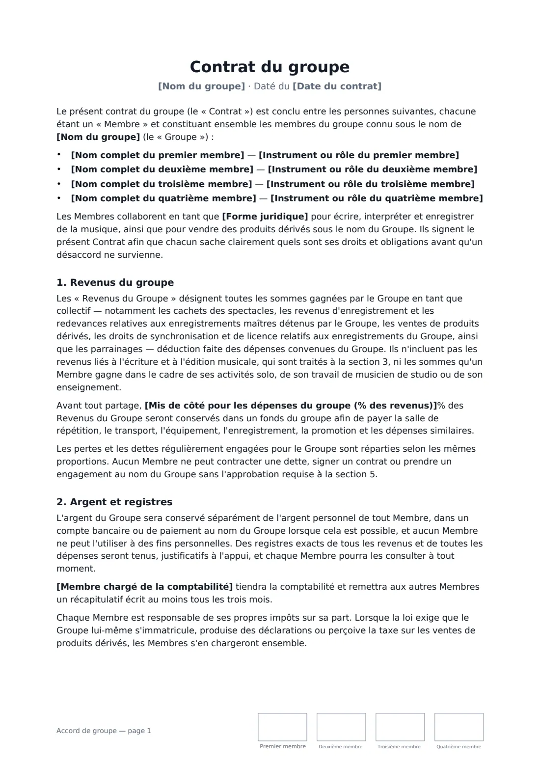 Accord de groupe — page 1 sur 4