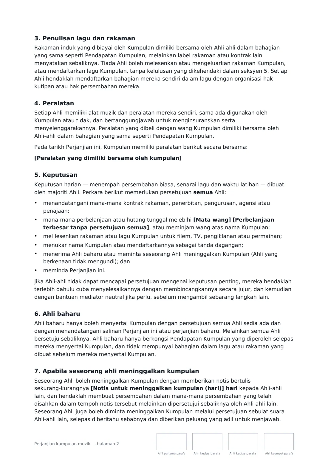 Perjanjian kumpulan muzik — halaman 2 daripada 4