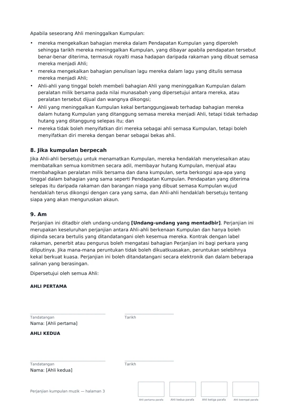 Perjanjian kumpulan muzik — halaman 3 daripada 4