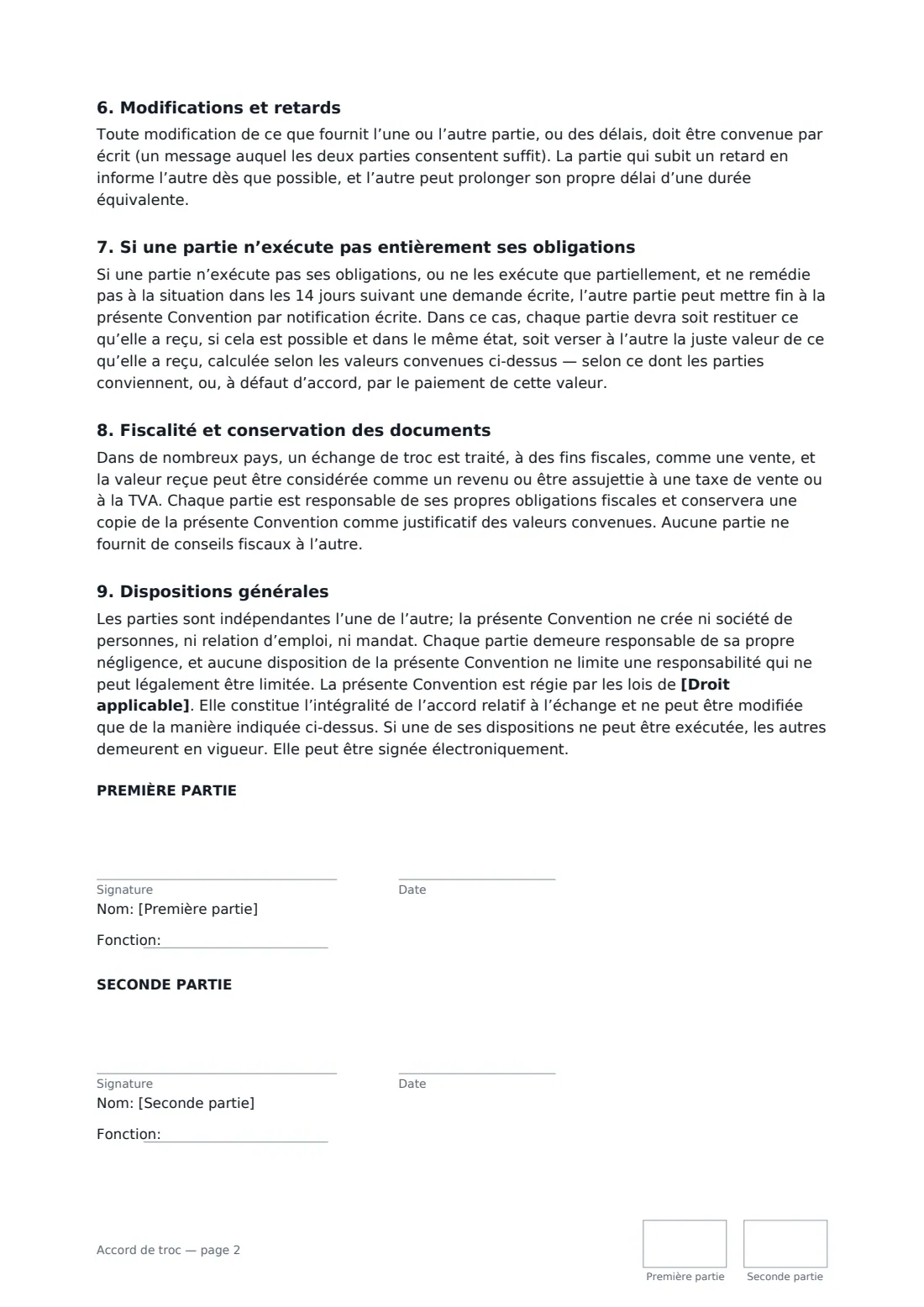 Accord de troc — page 2 sur 2