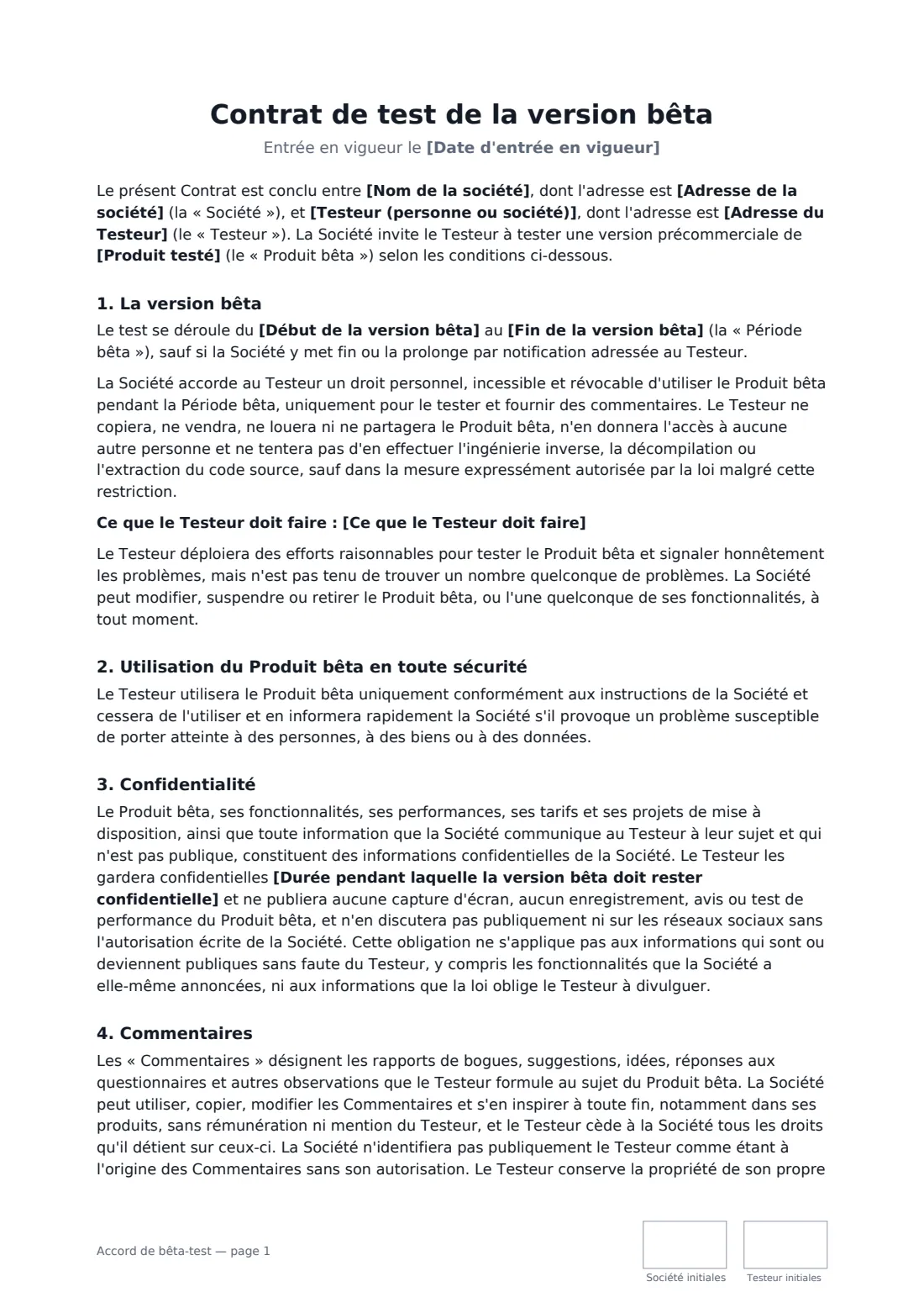 Accord de bêta-test — page 1 sur 3