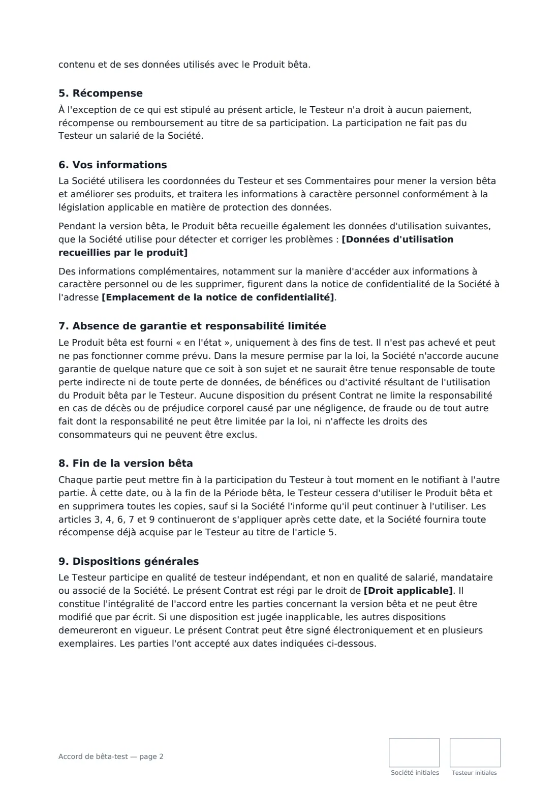 Accord de bêta-test — page 2 sur 3
