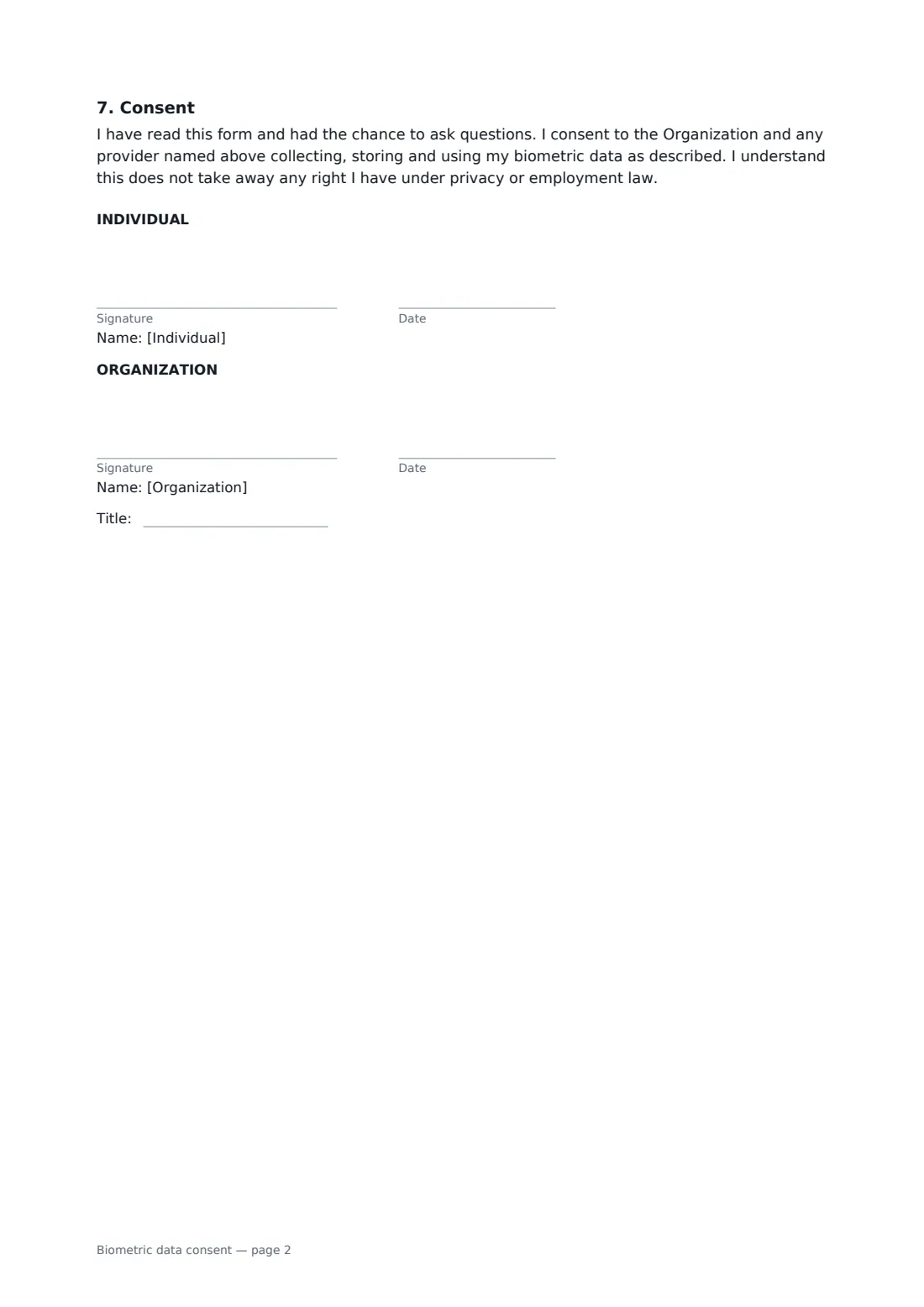 Biometric data consent — page 2 of 2