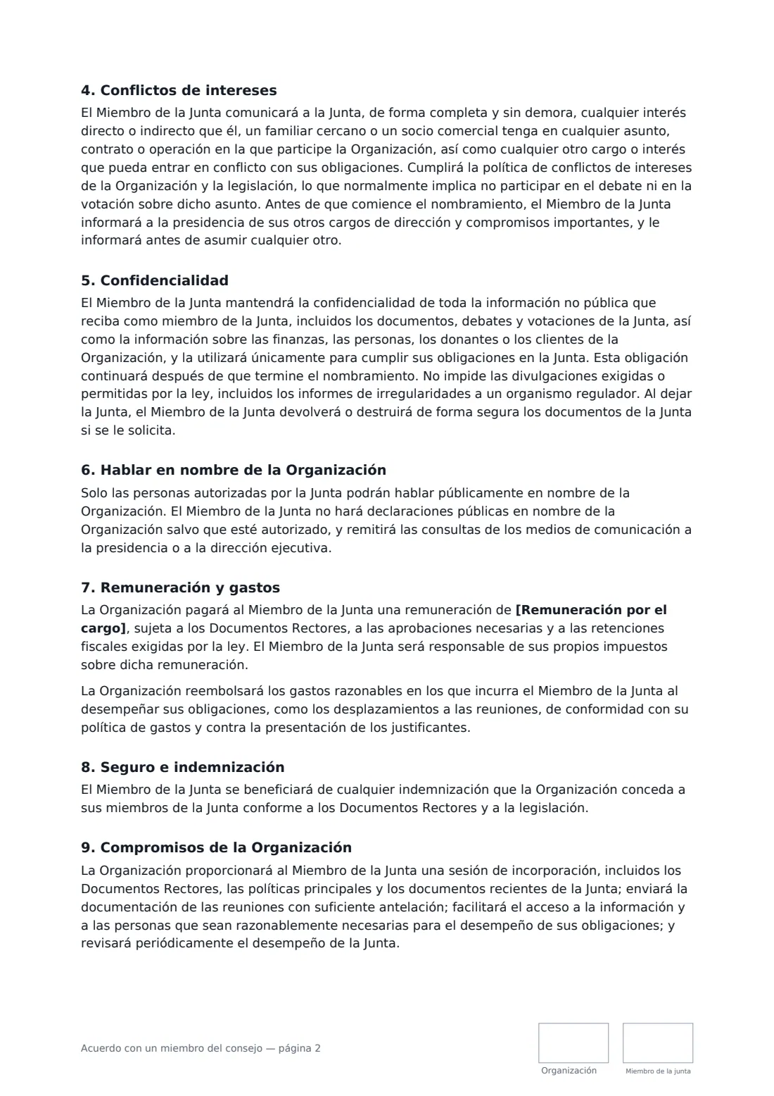 Acuerdo con un miembro del consejo: página 2 de 3