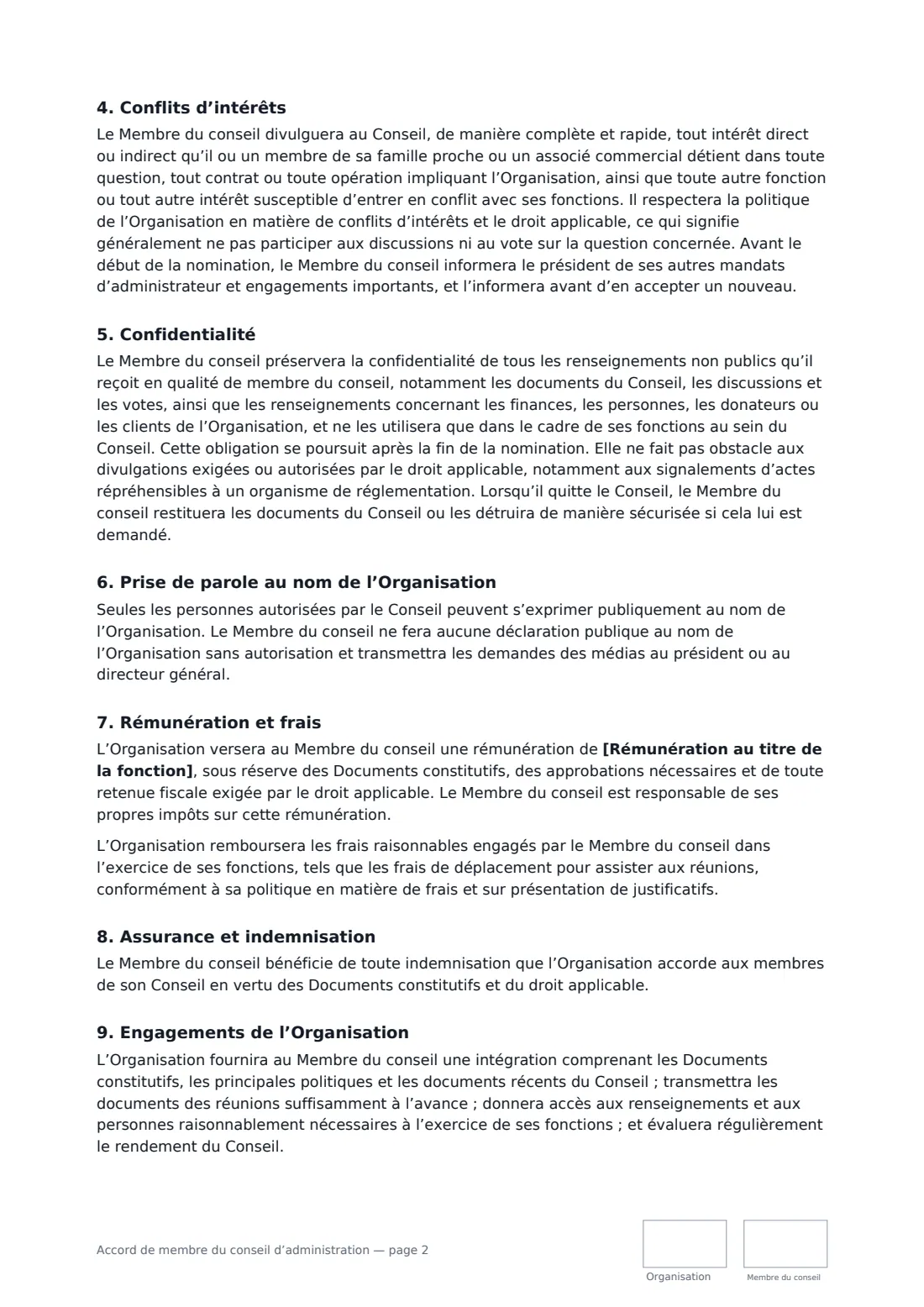Accord de membre du conseil d’administration — page 2 sur 3