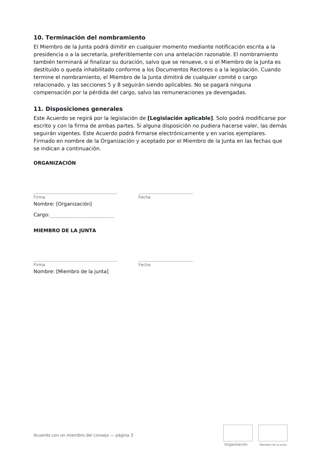 Acuerdo con un miembro del consejo: página 3 de 3