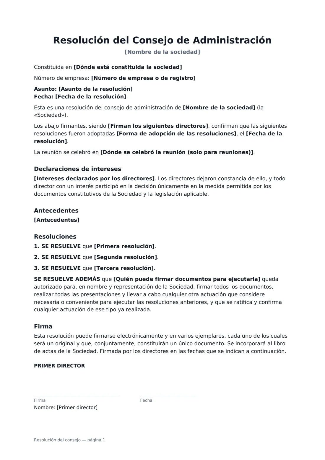 Resolución del consejo: página 1 de 2