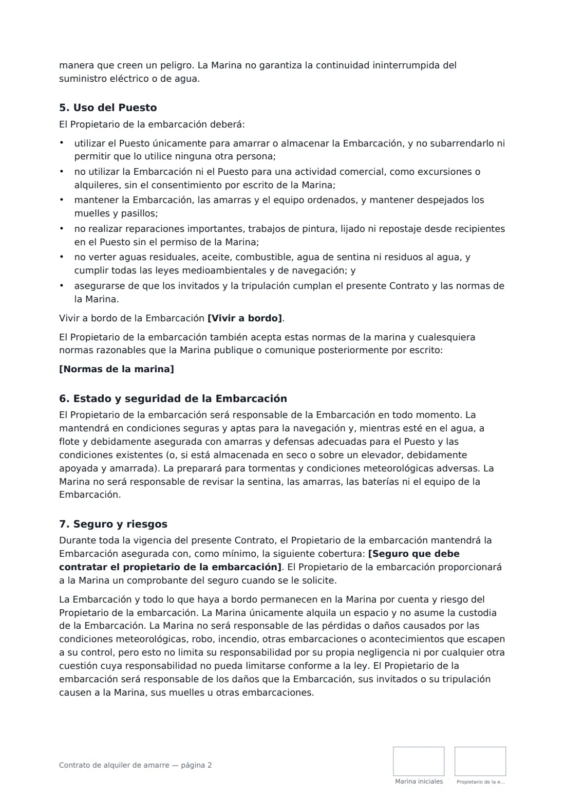 Contrato de alquiler de amarre: página 2 de 4