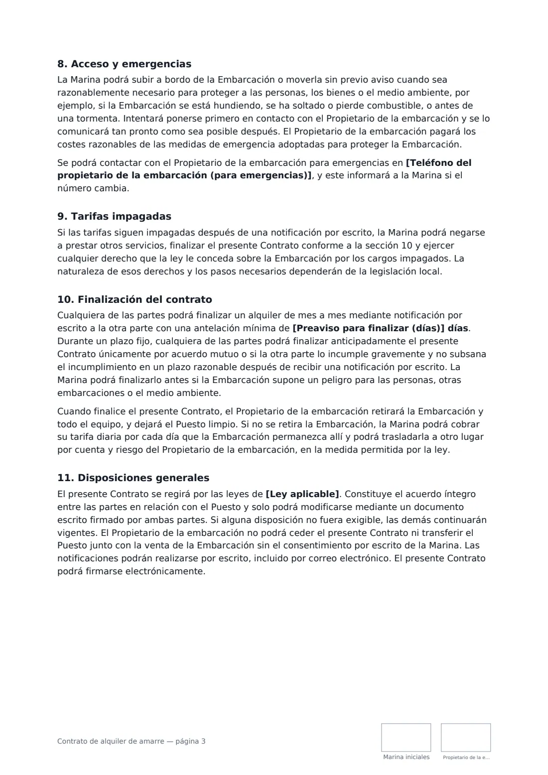 Contrato de alquiler de amarre: página 3 de 4