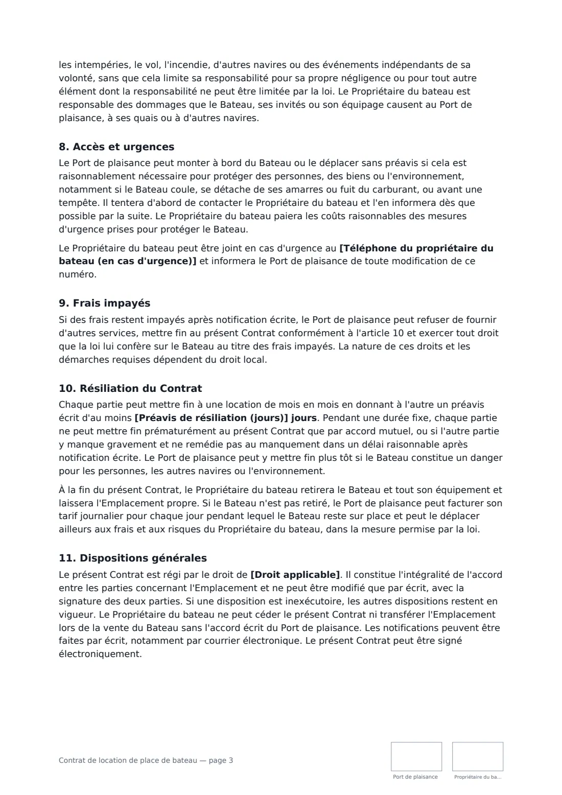 Contrat de location de place de bateau — page 3 sur 4