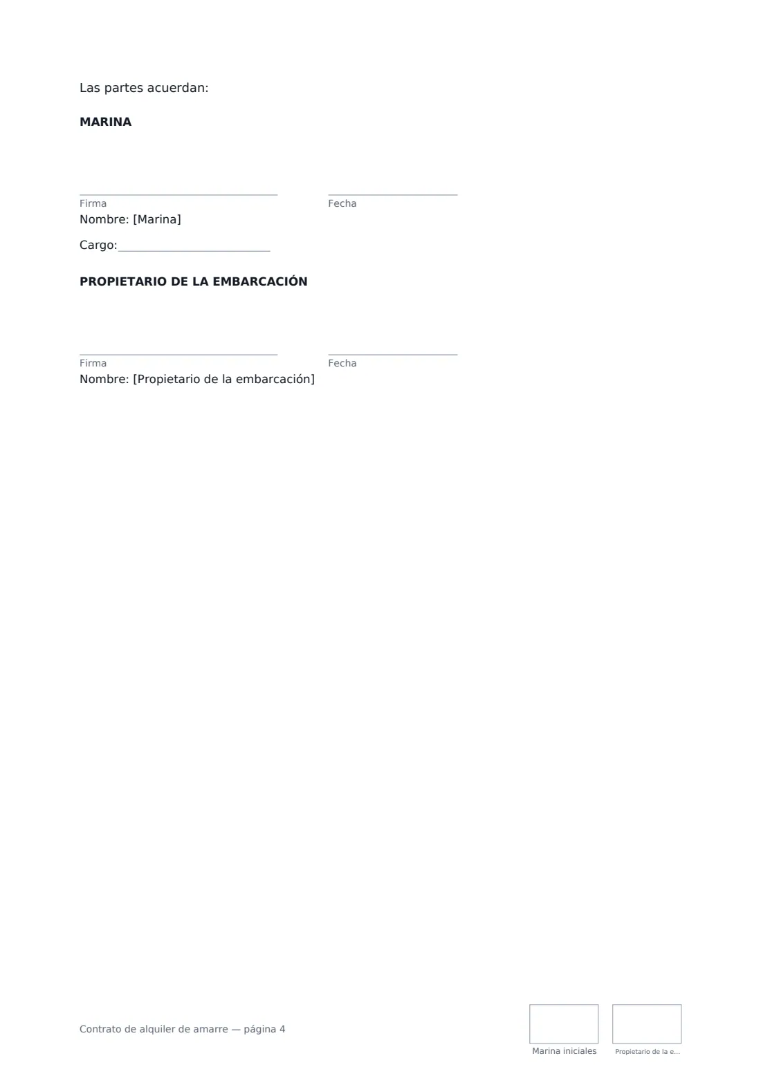 Contrato de alquiler de amarre: página 4 de 4