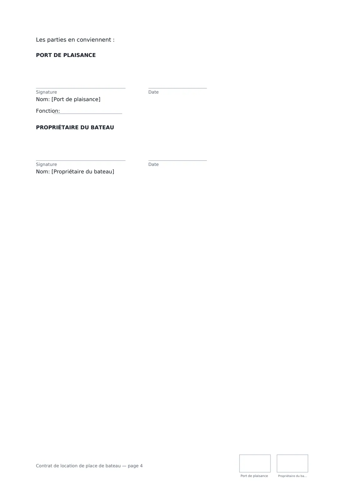 Contrat de location de place de bateau — page 4 sur 4