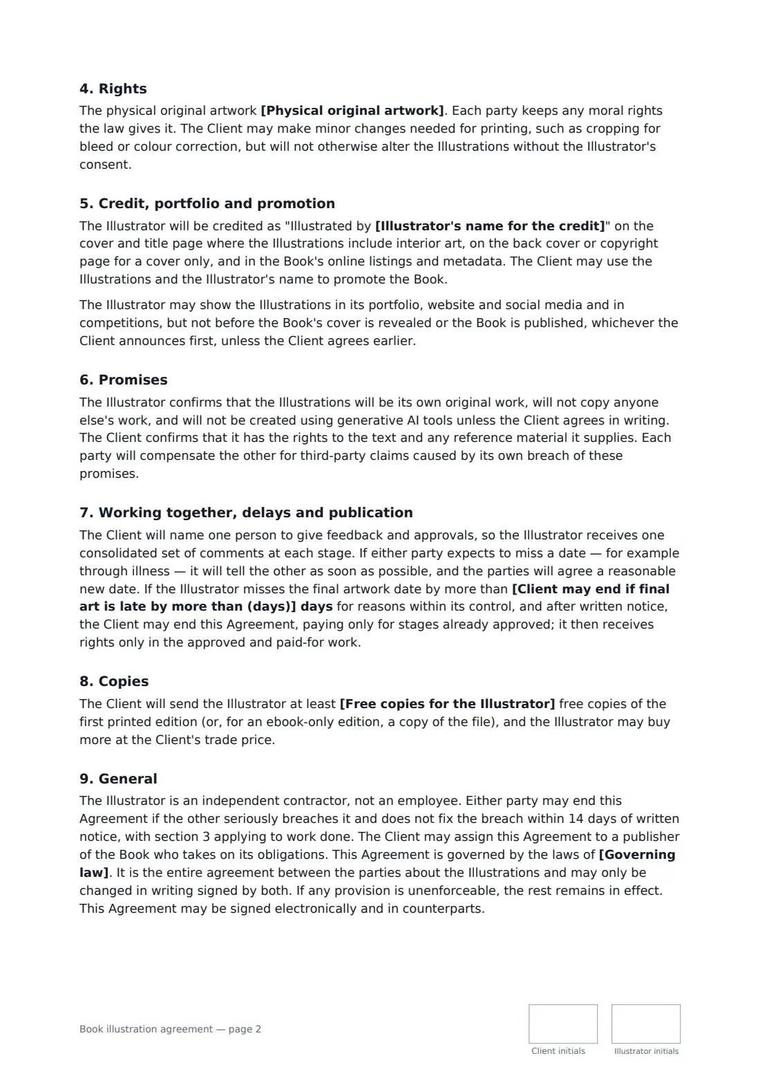 Book illustration agreement — page 2 of 3