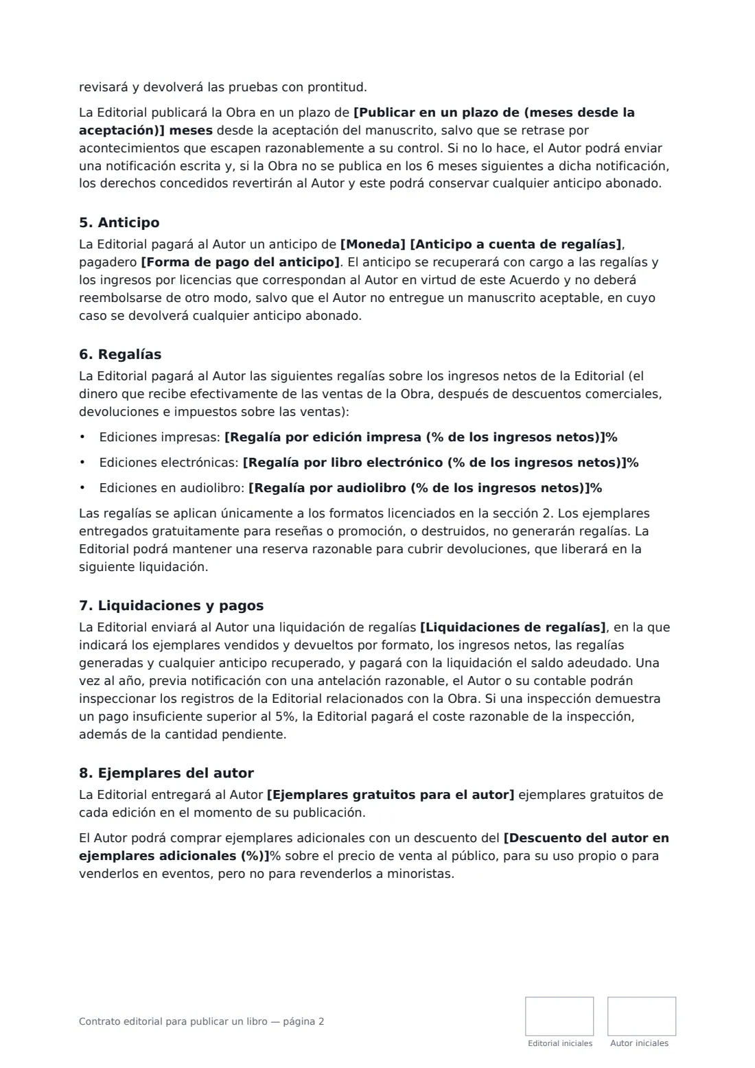 Contrato editorial para publicar un libro: página 2 de 4