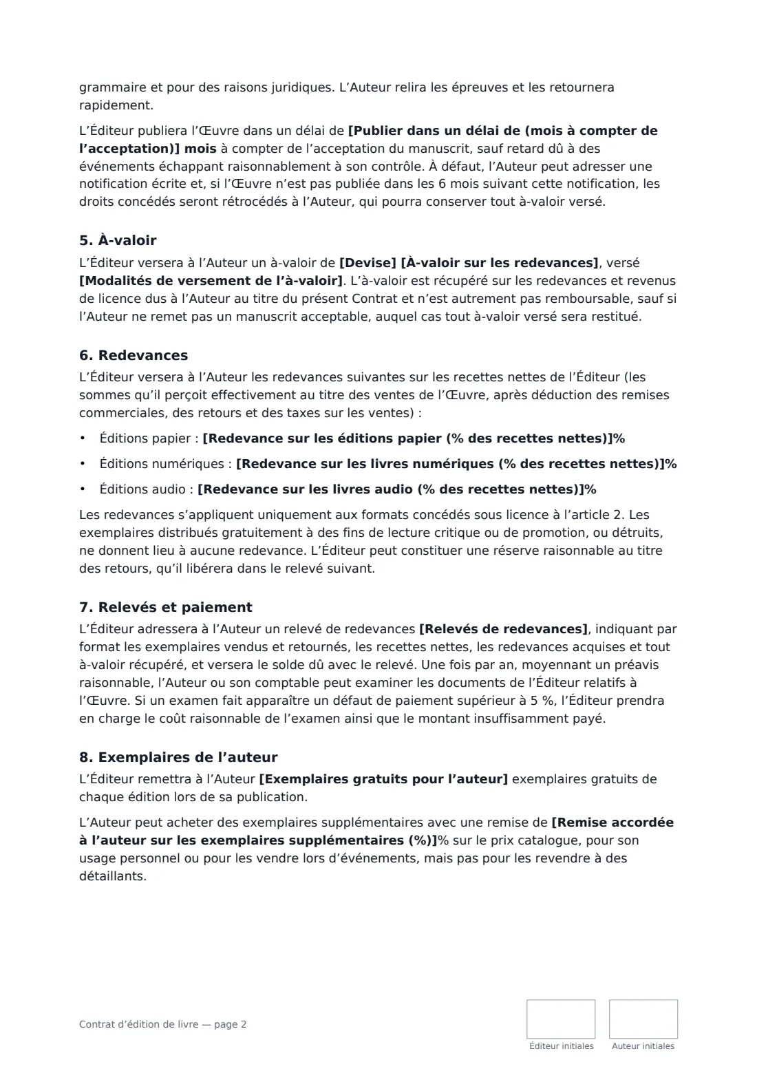 Contrat d’édition de livre — page 2 sur 4