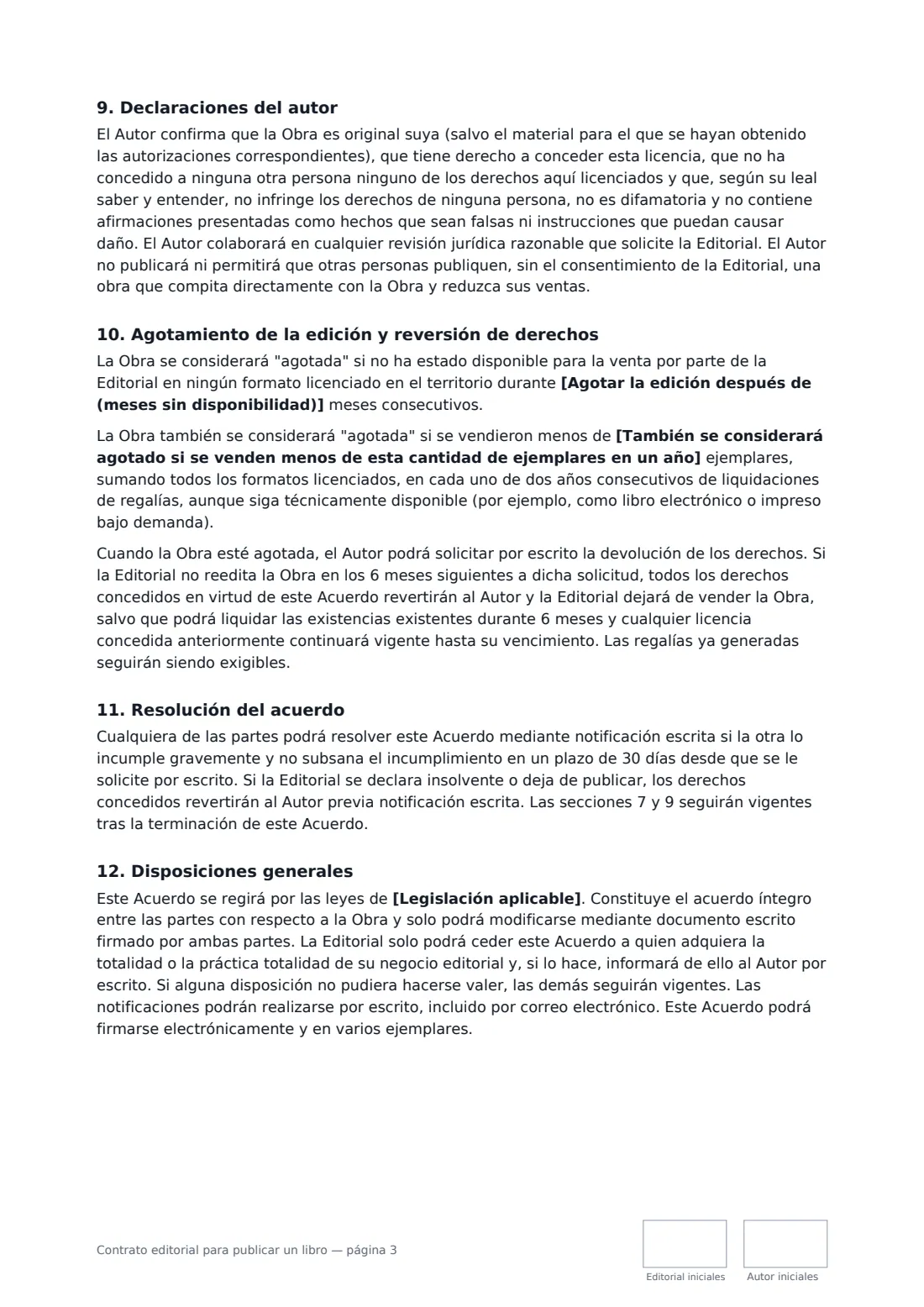 Contrato editorial para publicar un libro: página 3 de 4