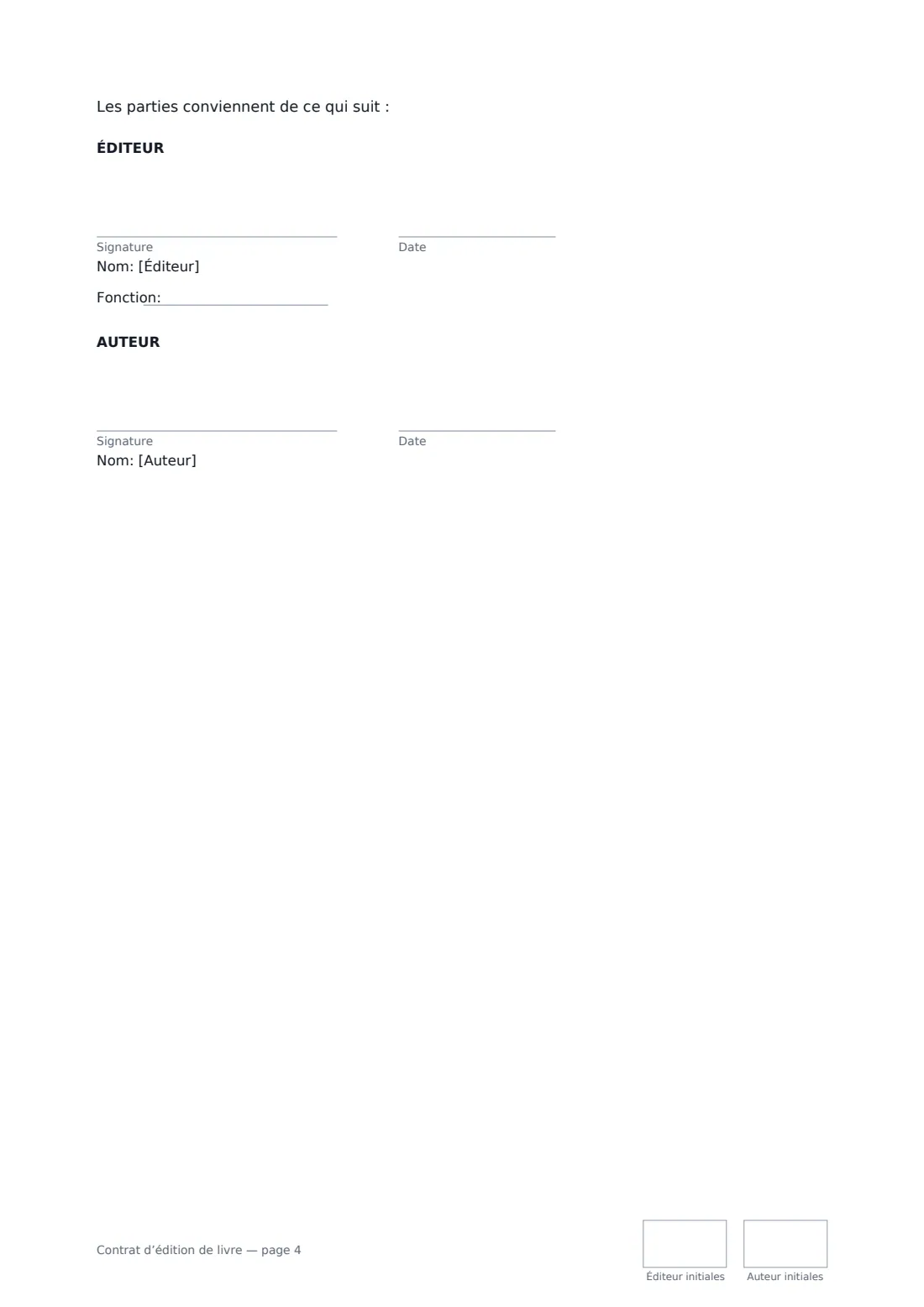 Contrat d’édition de livre — page 4 sur 4