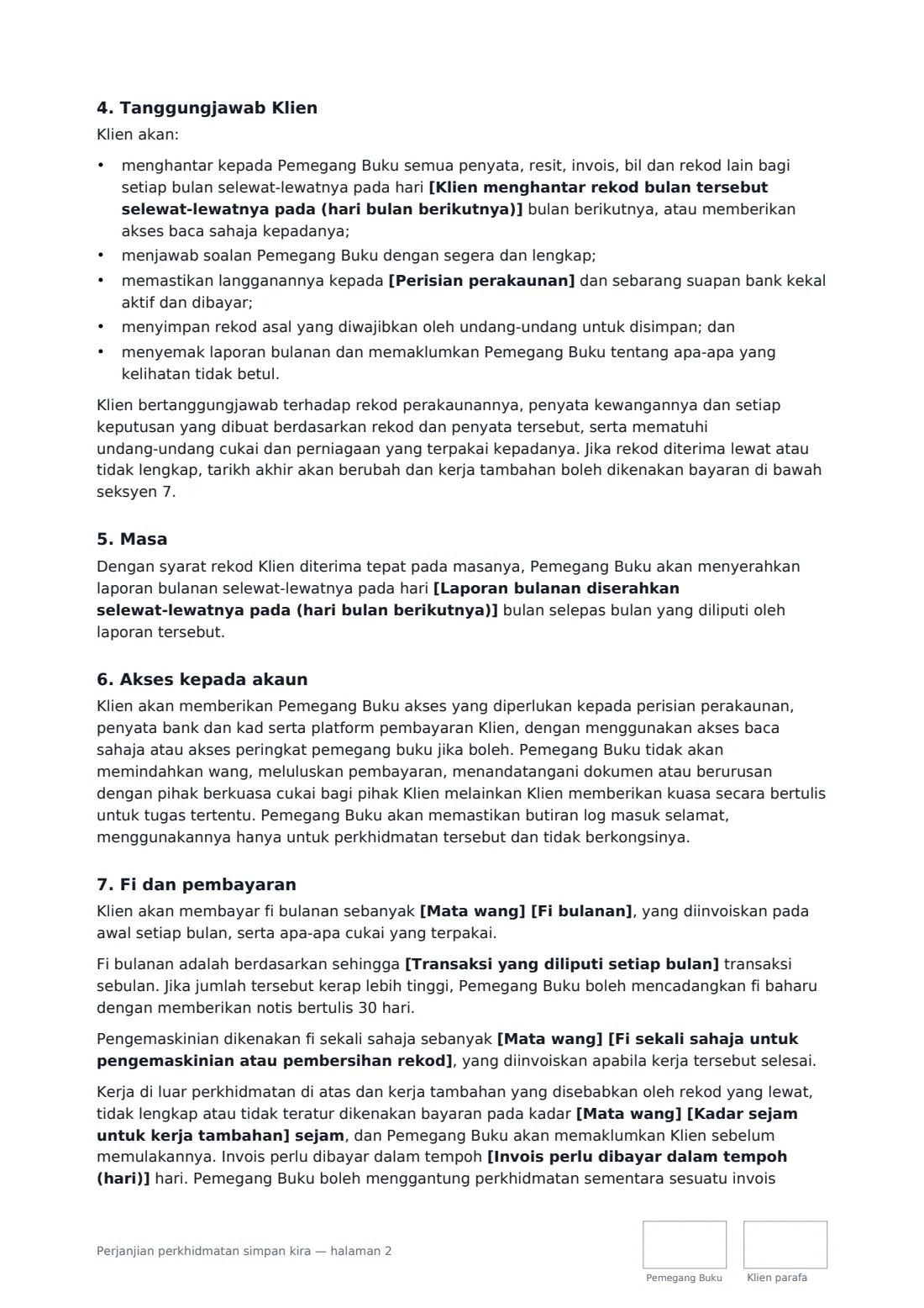 Perjanjian perkhidmatan simpan kira — halaman 2 daripada 4