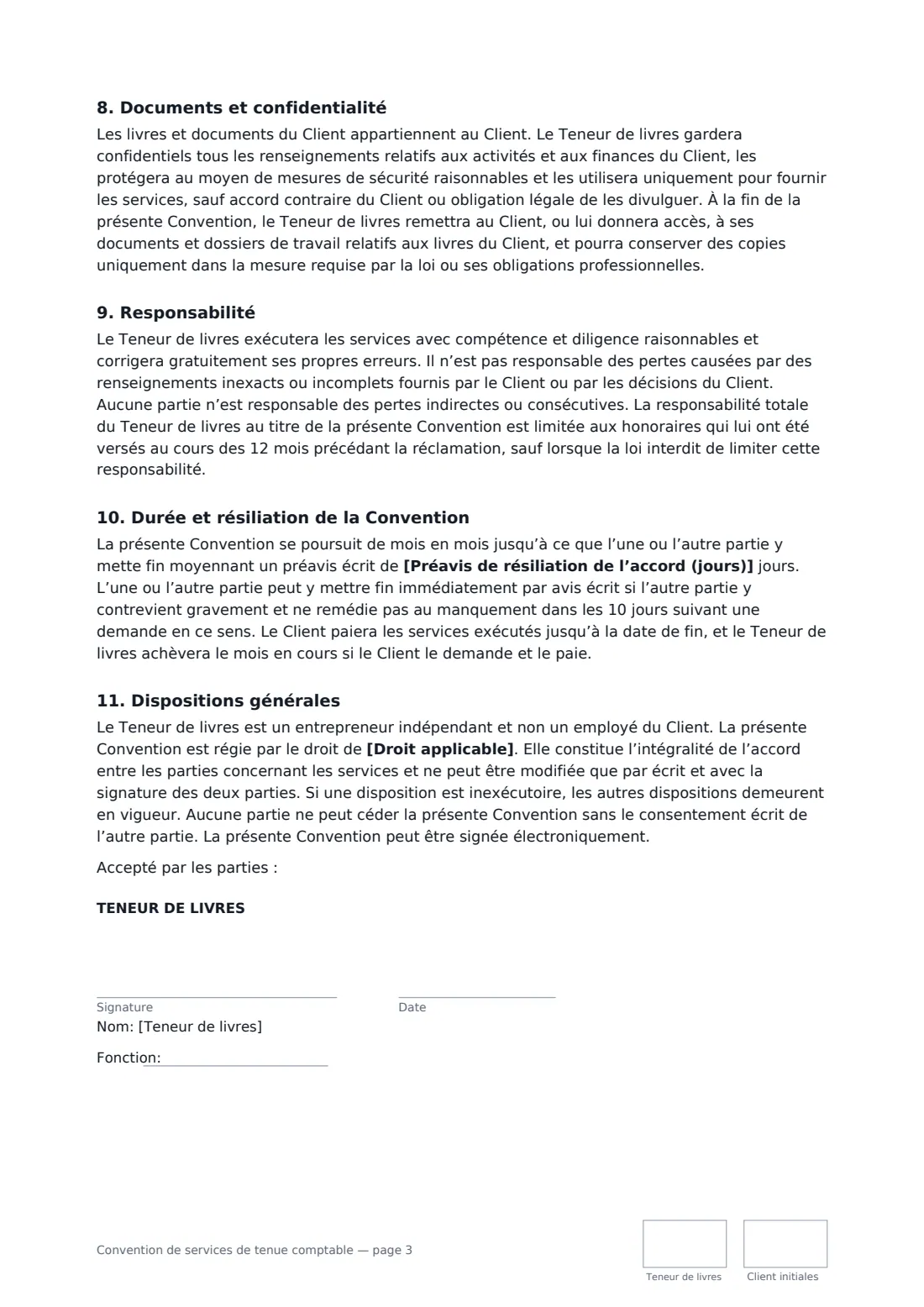 Convention de services de tenue comptable — page 3 sur 4