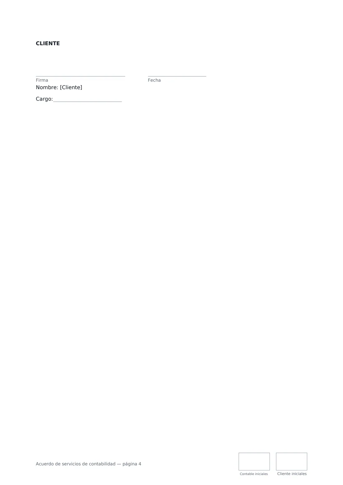 Acuerdo de servicios de contabilidad: página 4 de 4