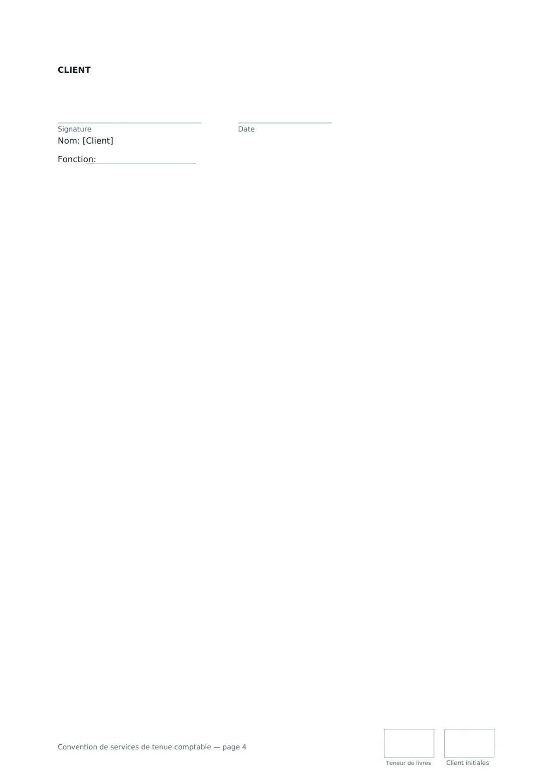 Convention de services de tenue comptable — page 4 sur 4