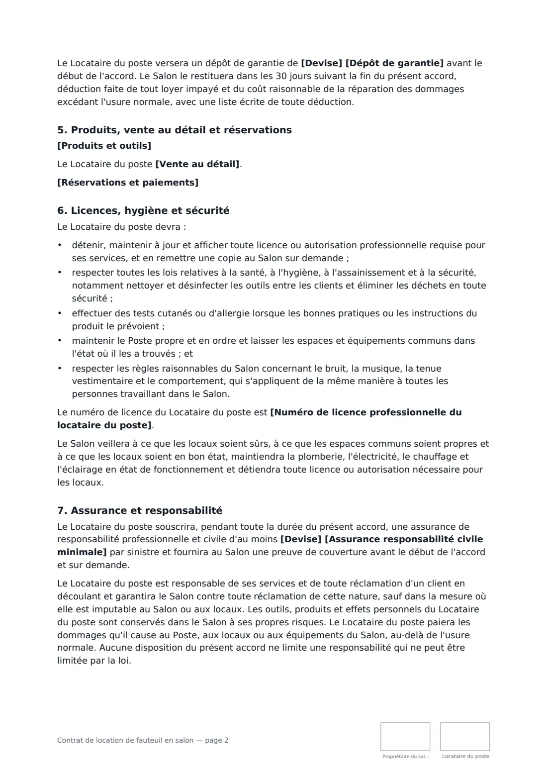 Contrat de location de fauteuil en salon — page 2 sur 3