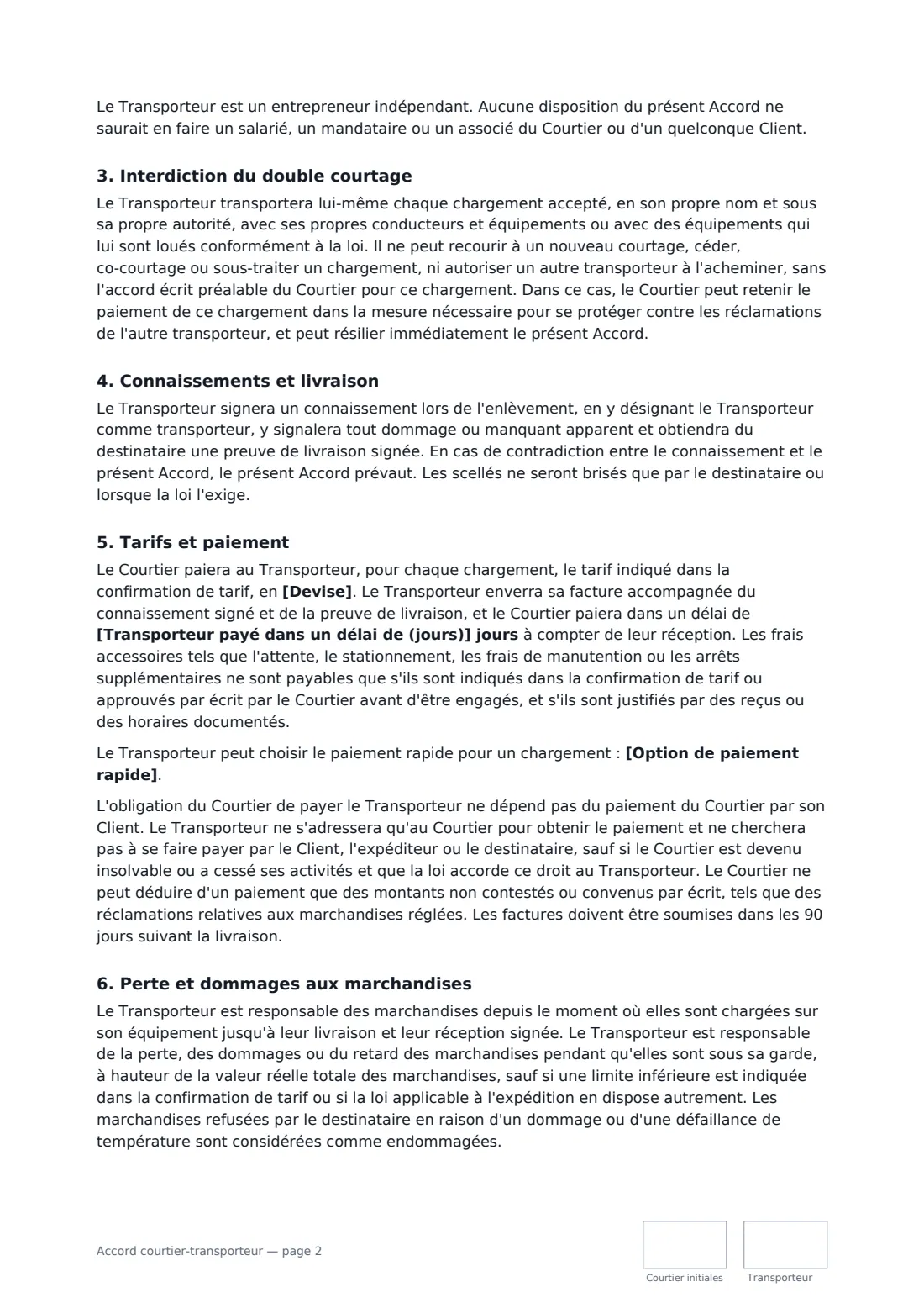 Accord courtier-transporteur — page 2 sur 4